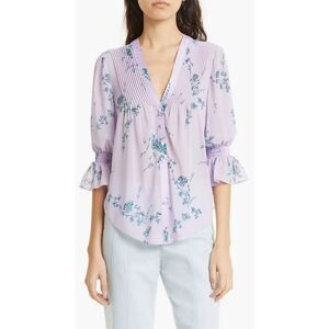 Cinq à Sept Jennings Floral Print Blouse in  Lilac Wine Multi NWoT Size XXS